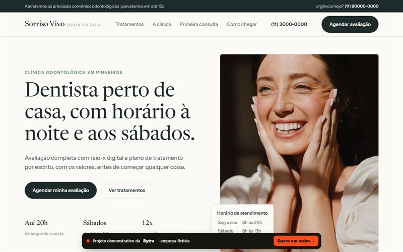 Site da clínica Sorriso Vivo com agendamento online